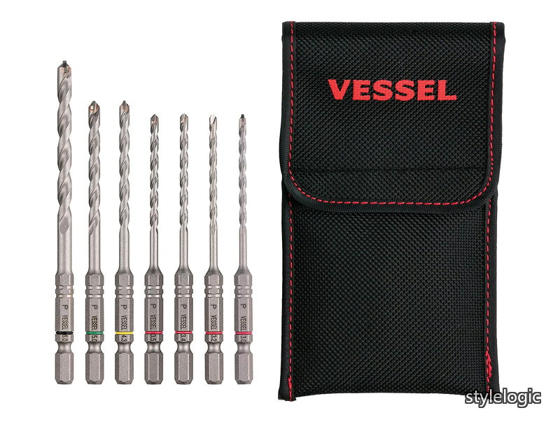 Rakuten - 【送料無料】限定】ベッセル(VESSEL) 磁器 タイル用 ドリルビット 7本組 収納ポーチ付 APD7S-1