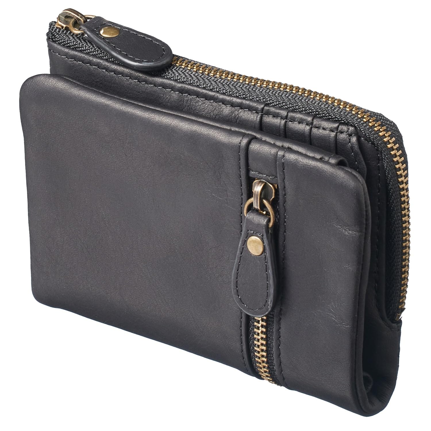 【まとめ買いで最大1000円OFFクーポン!】【送料無料】BELETT] イタリア TRIS社製 Waxy 牛革 メンズ 二つ折り 折財布 柔らかい 袋縫いタイプ カード8枚 (Nero ブラック)