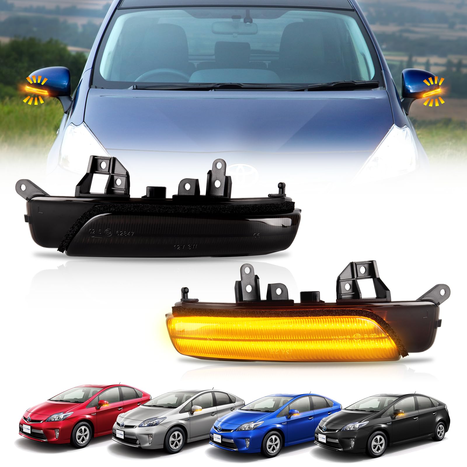 【まとめ買いで最大1000円OFFクーポン!】【送料無料】ZVW30/35 G’s対応 ドアミラー ウインカー40系プリウスサイドミラーハイフラ対策済み カプラーオン車検対応 スモークレンズ