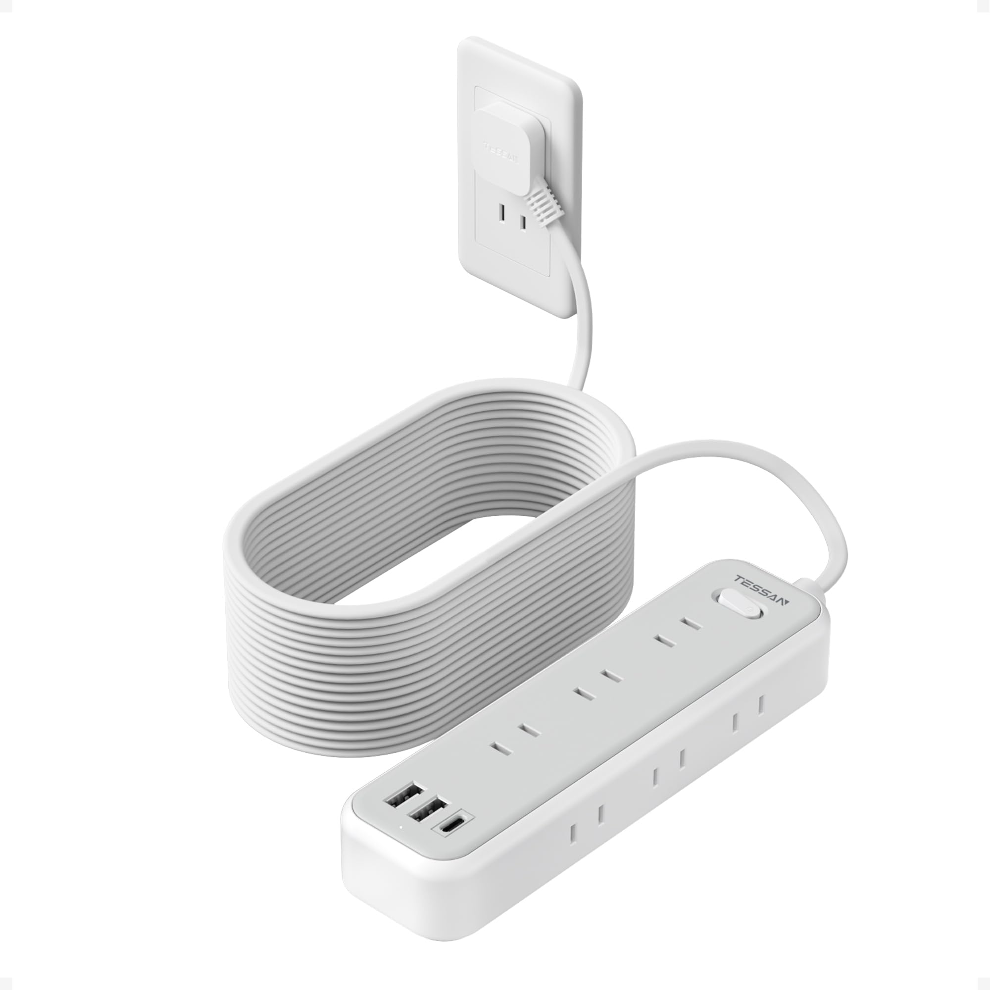 【まとめ買いで最大1000円OFFクーポン!】【送料無料】10m 電源タップ 薄型プラグ usb たこあしコンセント テーブルタップ TESSAN 9個AC口 2個type-Aポート 1個USB-Cポート電源コード OA タコ足配線 マルチ 一括スイッチ付き 壁掛け 卓上