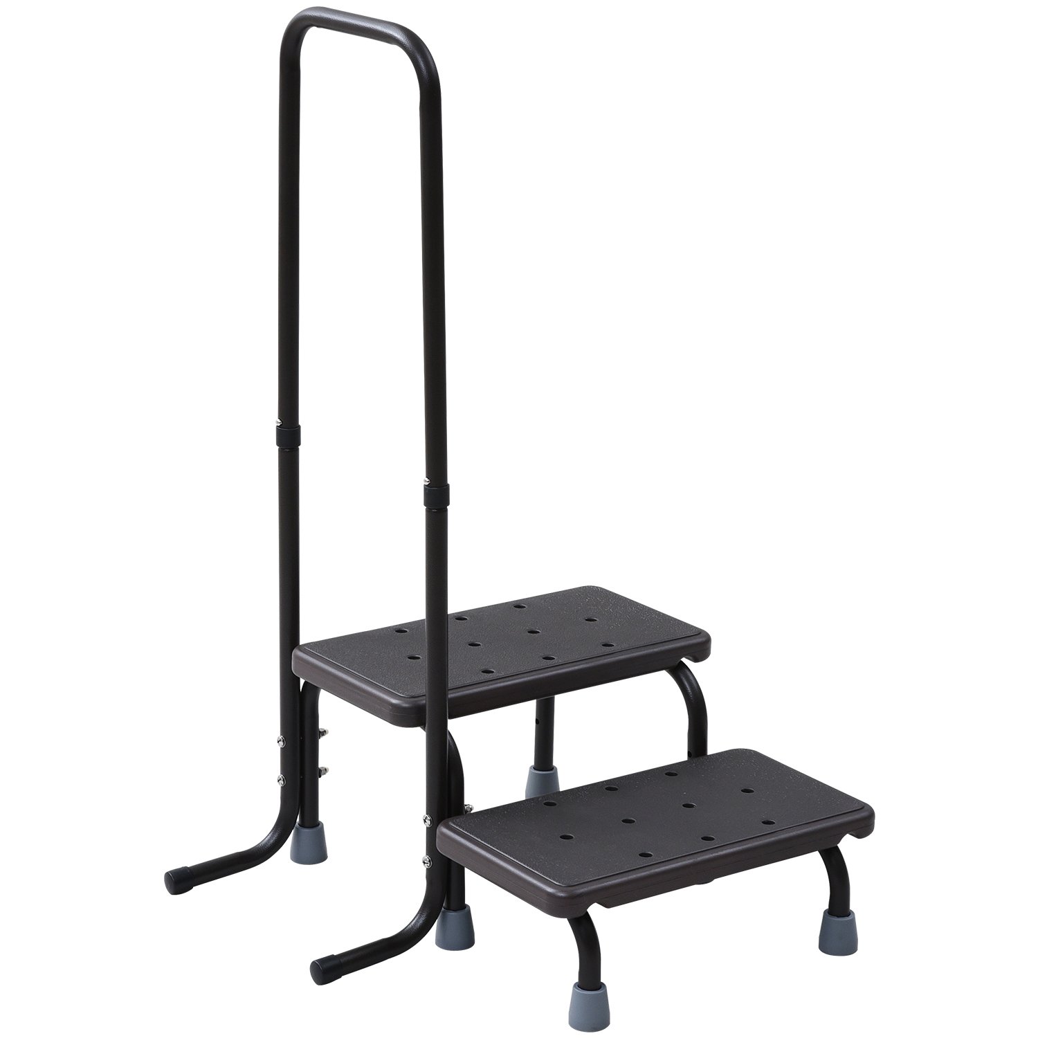 【まとめ買いで最大1000円OFFクーポン!】【送料無料】取っ手付き樹脂2段踏み台 幅53.5×奥行53.5×高さ94.5cm ステップ幅22cm 耐荷重:約100kg バルコニー ベランダ デッキ 縁台 段差解消 介護 ダークブラウン YMP-5502H