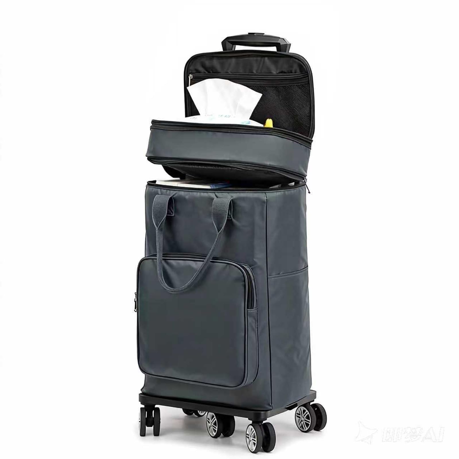 【まとめ買いで最大1000円OFFクーポン!】【送料無料】ショッピングカート 買い物カート 買い物 キャリー ショッピングキャリー 折り畳み 保冷保温 50L 大容量 5輪 横押し ダブルキャスター 360度回転 高さ調節グリップ 若い人 高齢者 スーパー 釣り 旅行（グレー）