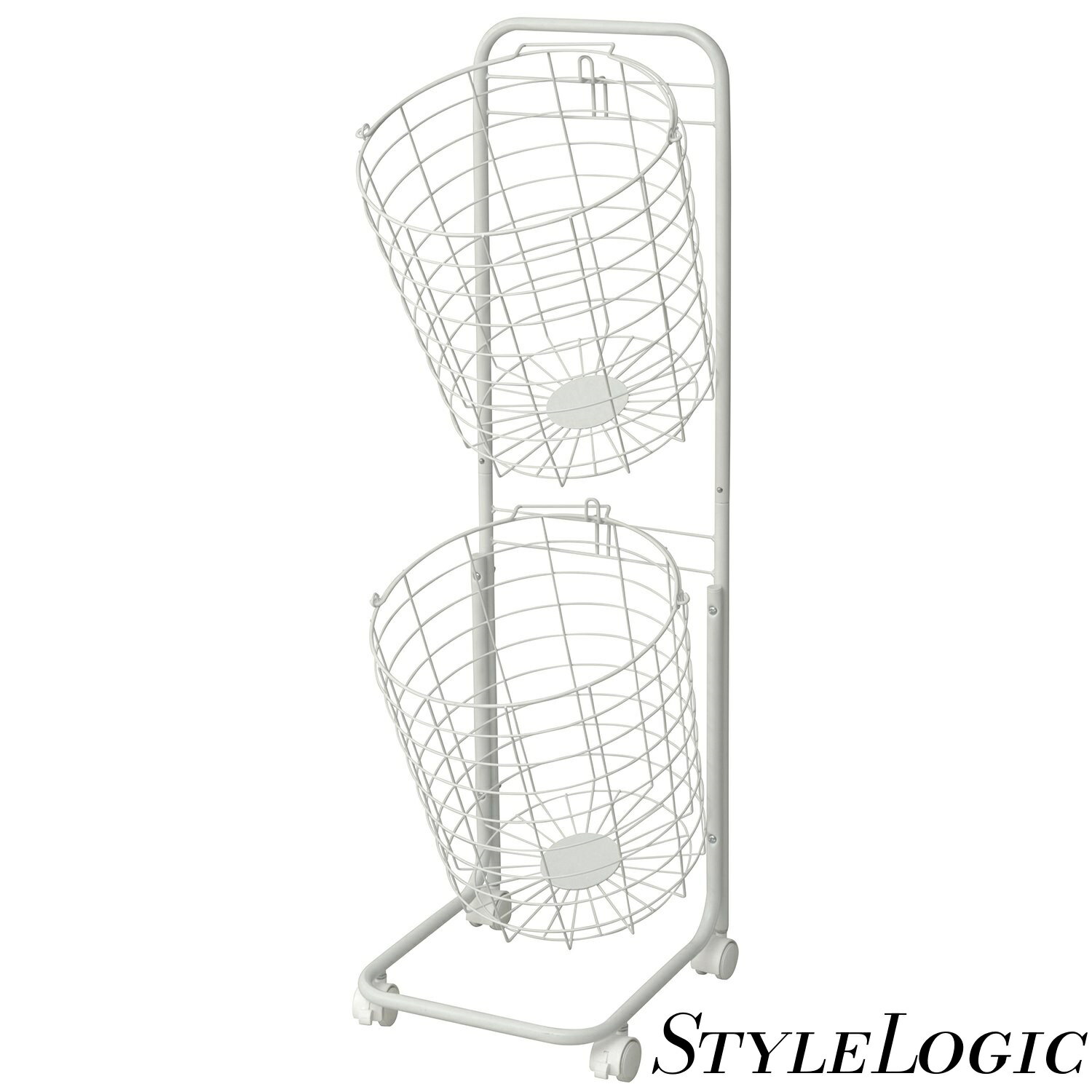 【まとめ買いで最大1000円OFFクーポン!】【送料無料】ランドリーバスケット2段 ホワイト RLB-2C(WH)