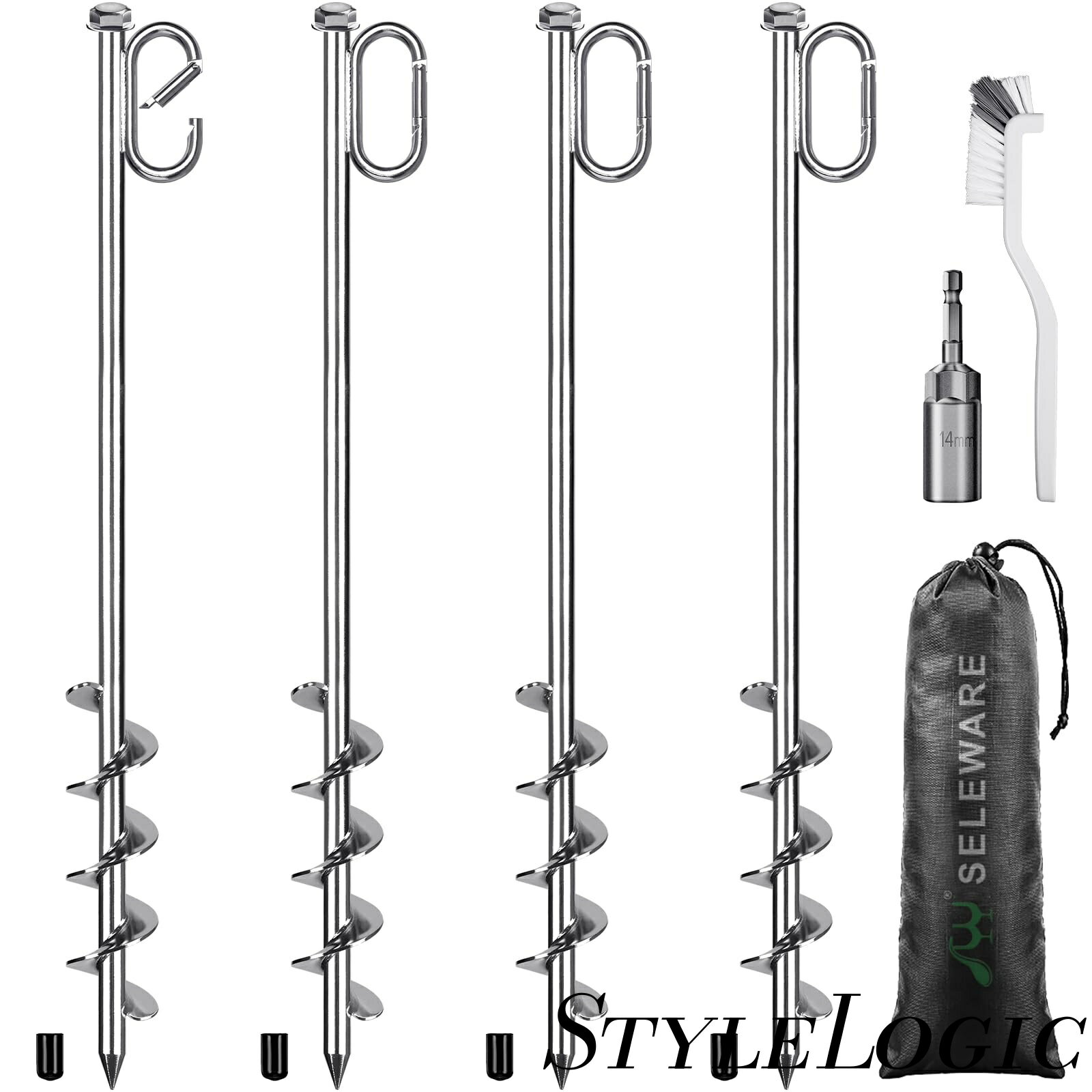 【多用途】当社のグランドアンカーは、トップリングを調整して水平または垂直に取り付けたり、トップリングを外して木材のアプリケーションにねじ込むことができます。 トランポリン、小屋、カーポート、ブランコ、トレーラーハウスに多用途。安定性と信頼性...