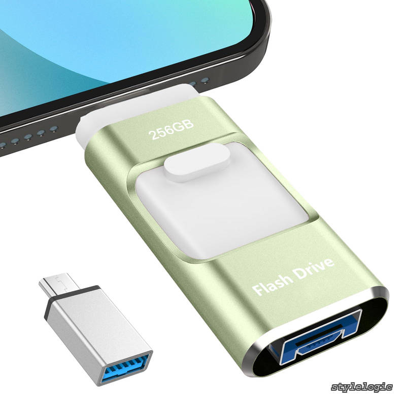 Rakuten - 【送料無料】USBメモリー【専用アプリ不要】phone用USBメモリphone写真データ 保存 外付けストレージ 高速 大容量 フラッシュドライブiOS/Android/PC/Macに対応 タイプc 外付けusbメモリー 写真・動画・書類保存 携帯容量不足解消 スマホの写真を保存する ライトグリーン