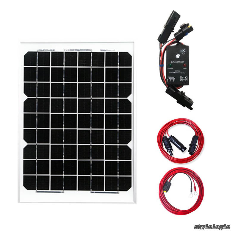 【送料無料】バッテリー充電 10W ソーラーパネル ソーラー 発電 充電 セット 5A チャージコントローラー 蓄電 チャージャー 防水 車 バイク 電気柵 ボート エレキ 維持充電 発電蓄電 キット