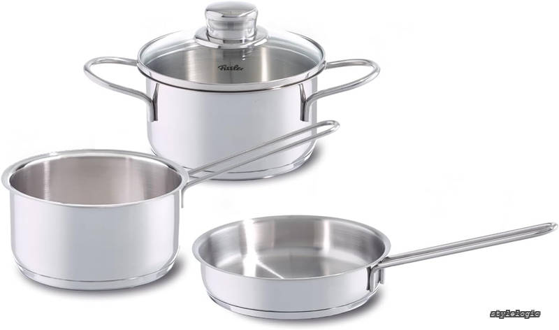 【送料無料】鍋セット スナッキー (両手鍋 片手鍋 14cm / フライパン 16cm / 蓋付き) ステンレスフライパン ステンレス鍋 (1〜2人用 / ガス IH 対応/食洗器 対応) 一人暮らし お弁当 Fissler 【日本正規販売品】08-316-03-A