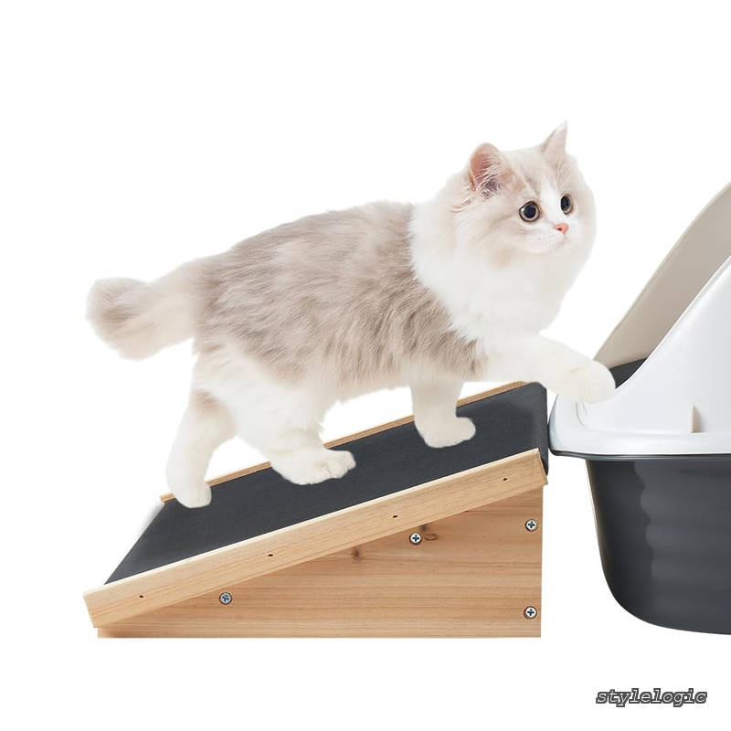 Rakuten - 【送料無料】犬猫用ステップ/スロープ 木製 段差解消 にゃんこ ペットトイレ・玄関用 シニア老犬・子猫にも安心 滑り止め付き 幅広30cm 2個セット