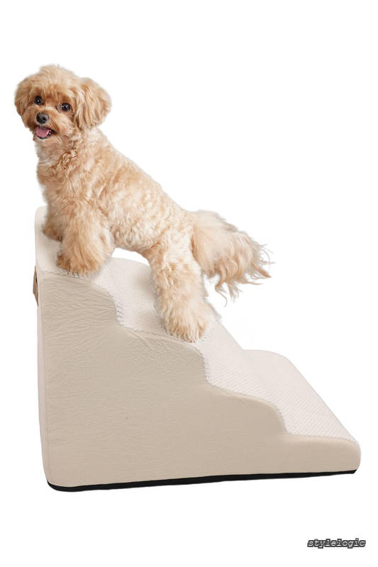 【送料無料】LAB 犬 ペット階段 ペット用ステップ 小型犬 [シニア犬に優しい] ペットスロープ付き階段 段差解消 滑り止め付き 犬用スロープ（ベージュ 4段）