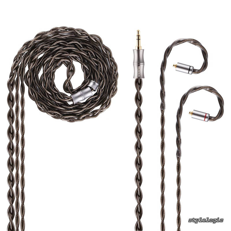 DuskSky イヤホンリケーブル アップグレードケーブル MMCX 3.5mm 6N純銀が入った 五つの材質の混合 hifiリケーブル ダークグレー 交換用 イヤモニ 音質改善 金属製コネクタ 着脱式 1.2m DIY (3.5mm MMCX)