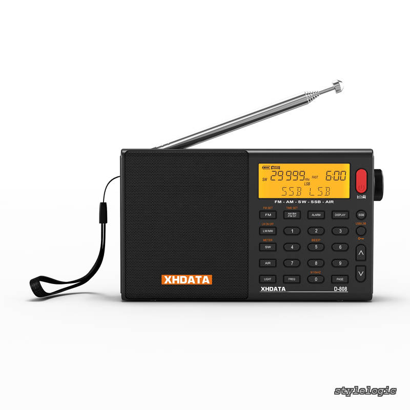 D-808 ポータブルラジオ FM AM SW LW ワイドFM エアバンド SSB BCL DSP RDS ポケットラジオ 高感度 小型 電池式 充電式 スリープ機能付き 目覚まし時計 日本語説明書付き（黒い）