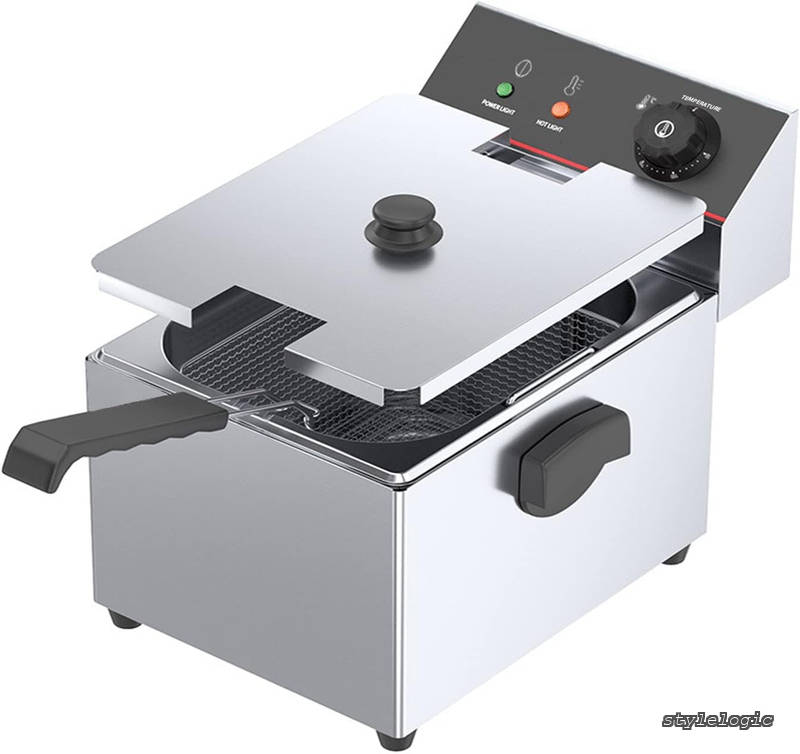 【送料無料】8L 卓上フライヤー 揚げ物器 ミニフライヤー 業務用 家庭用 油揚げ 唐揚げ 天ぷら 一槽式 1400W 60-200℃ 日本語の説明書付き
