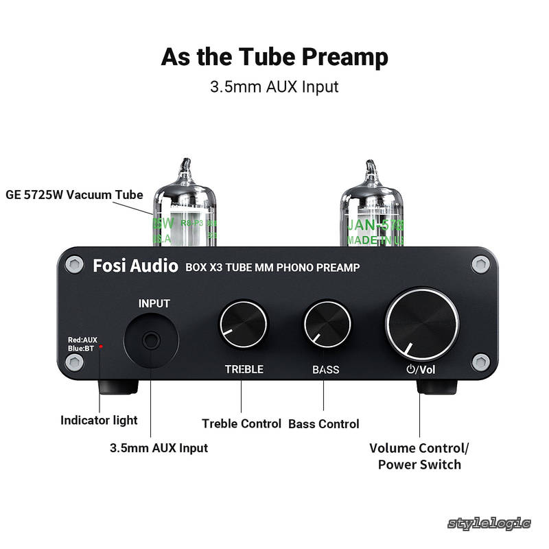 【送料無料】Audio BOX X3 フォノ 6J1真空管プリアンプ MMフォノグラフ用ターンテーブルプリアンプ Bluetooth 5.0 ミニ ステレオ Hi-Fi プリアンプ ホームオーディオシステムに最適（電源付き） stylelogic-10036520 StyleLogic サンプル画像3