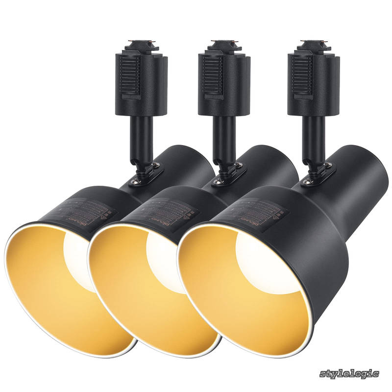 【送料無料】ダクトレール用 スポットライト E26口金 LED電球付き 60W相当 9W 電球色 2700K ライティングバー用スポットライト レールライト 照明器具 角度調節 ブラック 3個入
