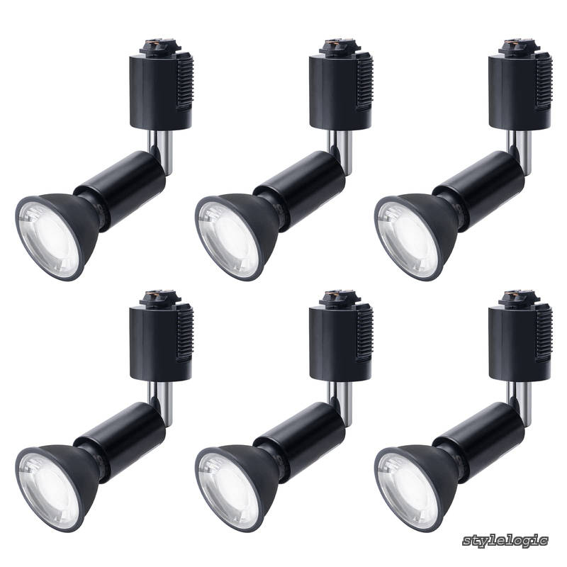Rakuten - 【送料無料】ダクトレール用スポットライト E11口金 LED電球付き ライティングバー用スポットライト 6W 60Wハロゲン電球相当 昼白色 5000K ダクトレール用器具 高輝度 広角 非調光 本体黒 6個入