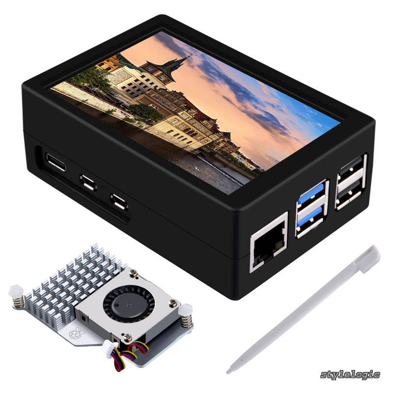 Rakuten - 【送料無料】3.5 インチ HDMI タッチスクリーン、Raspberry Pi 5 用ケース付き、公式 Pi 5 アクティブクーラー付き、Raspberry Pi 5 用 320x480 モニター TFT LCD ディスプレイ