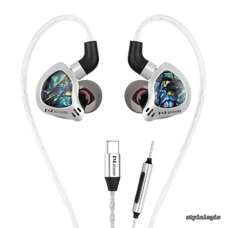 【送料無料】HZSOUND Ginkgo 銀杏 】GINKGO 1DD 1PZT イヤホン 有線 タイプc イヤモニ カナル型イヤホン インイヤーイヤホン HIFI級音質3種類の交換可能な交換用ノズル PVDセラミックコーティング複合振動膜 圧電セラミックスピーカー 三バランスが均一 貝殻調レジン多色パネ