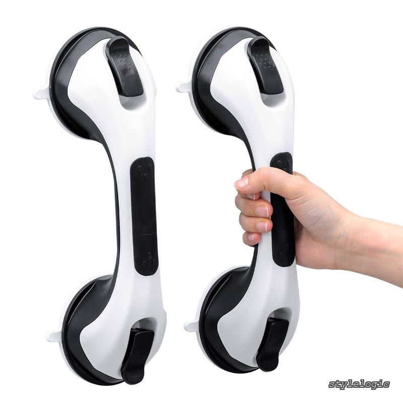 Rakuten - 【送料無料】風呂 浴槽手すり 吸盤強力 介護 手すり 2個セット 吸盤シャワーてすり ドアハンドル ドアノブ 取っ手 浴室 トイレ バスルーム 玄関手摺 入浴介助 高齢者 子供 転倒 予防 穴あけ不要 取り付け簡単 ブラック