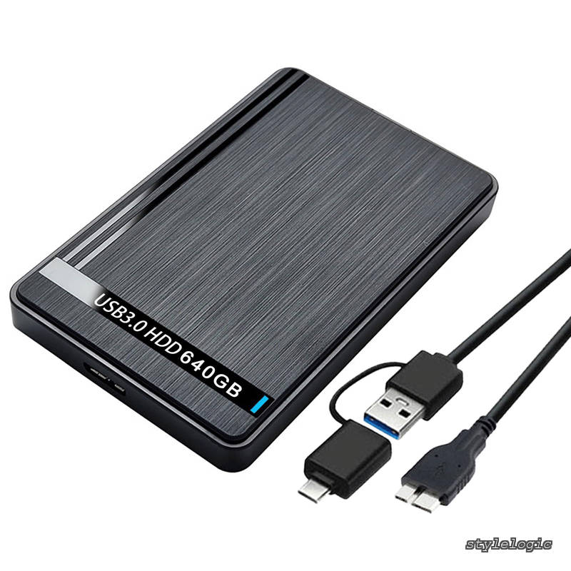 【送料無料】USB3.0 Type C HDD 2in1外付け ハードディスク 2.5インチ機械式 超薄型 ポータブルHDD ノートパソコン/PC/TV/Mac/PS4/XBox対応 テレビ録画 (黒) (ブラック 500 GB)