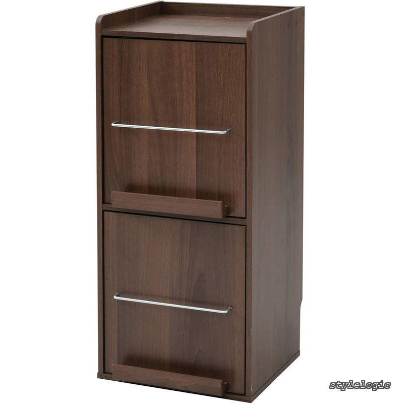 Rakuten - 【送料無料】ディスプレイラック マガジンラック 幅35.5×奥行33×高さ82.5cm 天板こぼれ止め 中棚高さ調節可能 左右開閉式 組立品 ウォルナット CDM-1X2D(WL)
