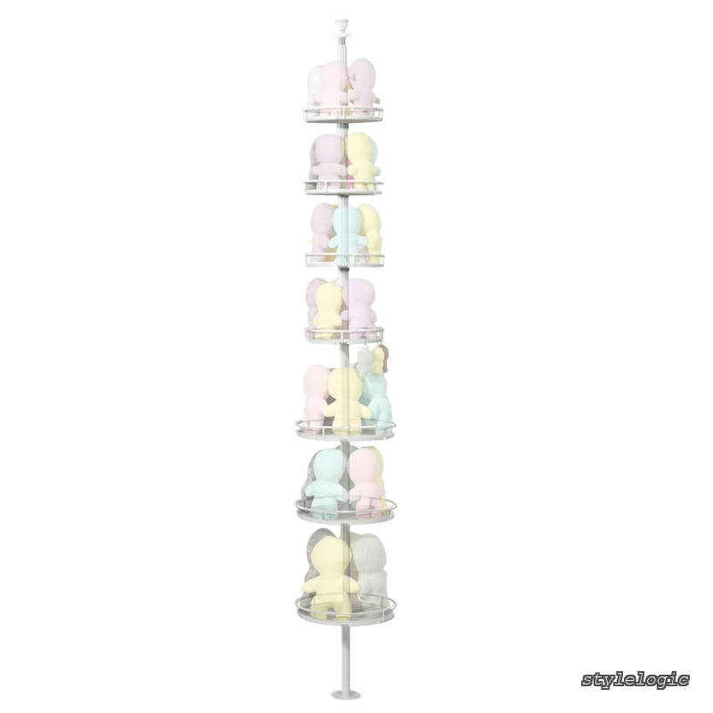 Rakuten - 【送料無料】ぬいぐるみ収納 ぬいタワー 床から天井まで 360°ぬいぐるみ を飾れる つっぱり式 大容量 収納棚 円柱 ストッカー LBR-350-WH