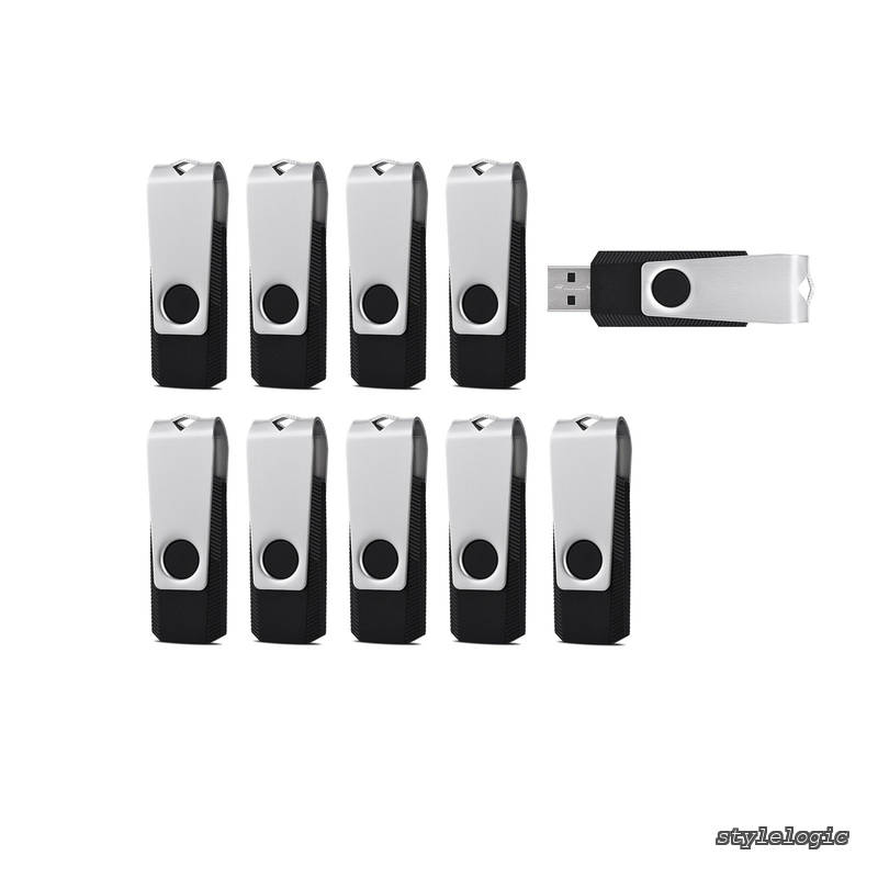 Rakuten - 【送料無料】USBメモリ4GB USB2.0 10個セット フラッシュドライブ 回転式 まとめ買い 業務用 メモリスティック 問屋 ストラップホール付き （黒）