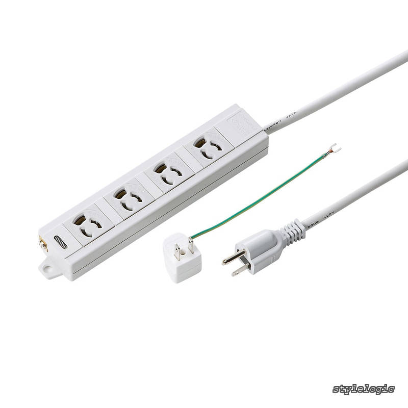 【送料無料】Supply) 電源タップ 3P・4個口 10m 裏面マグネット・3P→2P変換アダプタ付き TAP-MG341N2-10