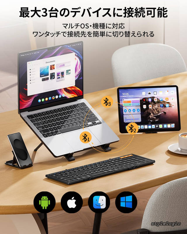 XK01 折りたたみキーボード Bluetooth 薄型 軽量 3台同時接続 iphone ipad キーボード 日本語配列 T stylelogic-10049176 StyleLogic サンプル画像2