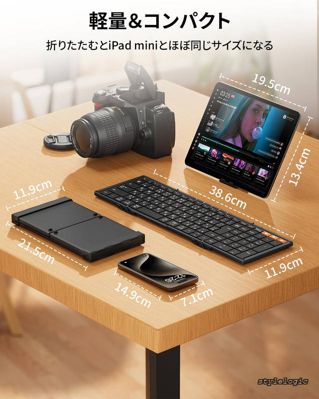 XK01 折りたたみキーボード Bluetooth 薄型 軽量 3台同時接続 iphone ipad キーボード 日本語配列 T stylelogic-10049176 StyleLogic サンプル画像3