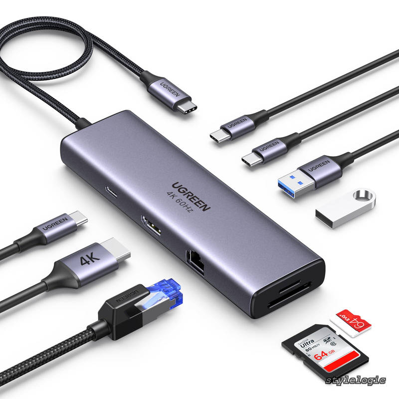 送料無料 Revodok 109 USB Cハブ 9-IN-1 USB-A*2+USB-C*2 USB3.0ハブ 4K 60Hz HDMIハブ Type-C PD100W 急速充電 5Gbps高速転送 SD Micro SD/TFカードリーダー 付き タイプC アダプター MacBook air M1 M2 Pro Dell XPS HP などに対応