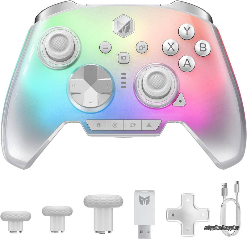 【送料無料】WON Rainbow 3 コントローラー 8Kレベル 静電容量式スティック 2000Hzポーリングレート 16個マイクロスイッチボタン ホール＆マイクロスイッチデュアルトリガ 着脱式十字キー搭載 3.5mmオーディオジャック搭載 PC/Switch2/iOS/Android対応 ゲームパッド