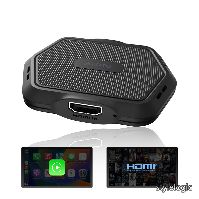 AI Box ワイヤレス CarPlayボックス 車載マルチメディアアダプター iPhone＆Android Auto対応 プラグ＆プレイ Bluetooth対応 OTAアップデート対応 グラファイトヘックスシェル AD1