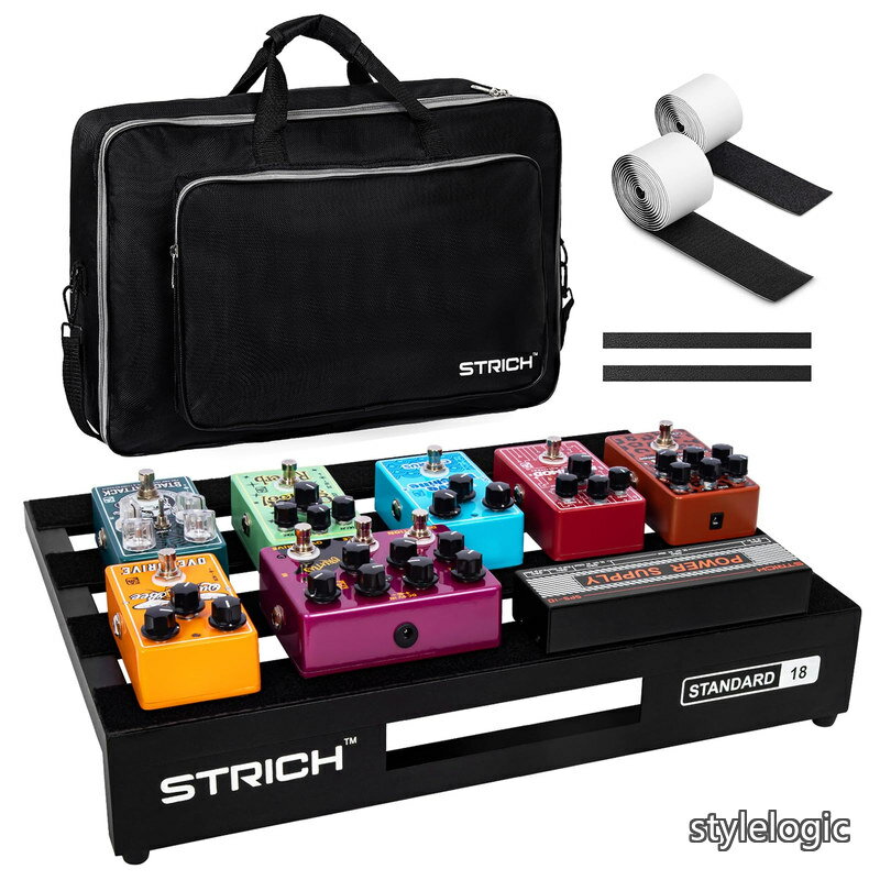 Rakuten - 【送料無料】x 32CM アルミ合金、キャリーバッグ付き 0.89KG 軽量エフェクトギターペダルボード、STANDARD 18 (角度付き)