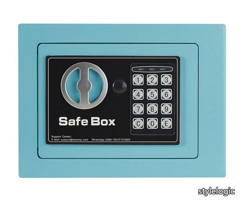 Rakuten - 【送料無料】小型 家庭用 電子テンキー式 ミニ 金庫 家庭用 日本製 6L小型 safe 簡易 壁付け対応 保?箱 保??ホテル 子供用・学生用 店舗用 緊急キー2本 日本語説明書付 アンカーボルト*2本 (ブルー 6L)