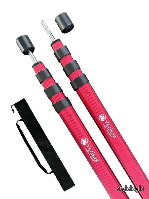 Rakuten - 【送料無料】アルミ伸縮ポール テントポール アルミ製 厚さ1.5mm 2本セット 収納袋付き スライドだけ 連結不要 設営簡単 キャンプ