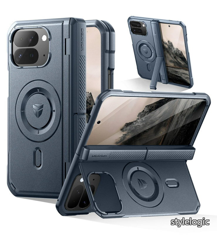 乐天商城 - 【送料無料】Google Pixel 10 Pro Fold用ケース マグネット式 前面画面保護フィルム＆ヒンジ保護付き フルボディラグド保護カバーバンパーケース(ブルー)