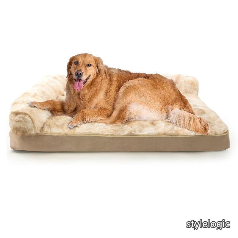 Rakuten - 【送料無料】ペットクッション 犬ベッド ペットベッド ペットソファーベッド 洗える ふわふわ 犬寝床 防水 滑り止め 老犬介護 床ずれ 防止 通年使用 秋冬 中型犬 小型犬の多頭飼い絞り風 ベージュ 91*68*16cm