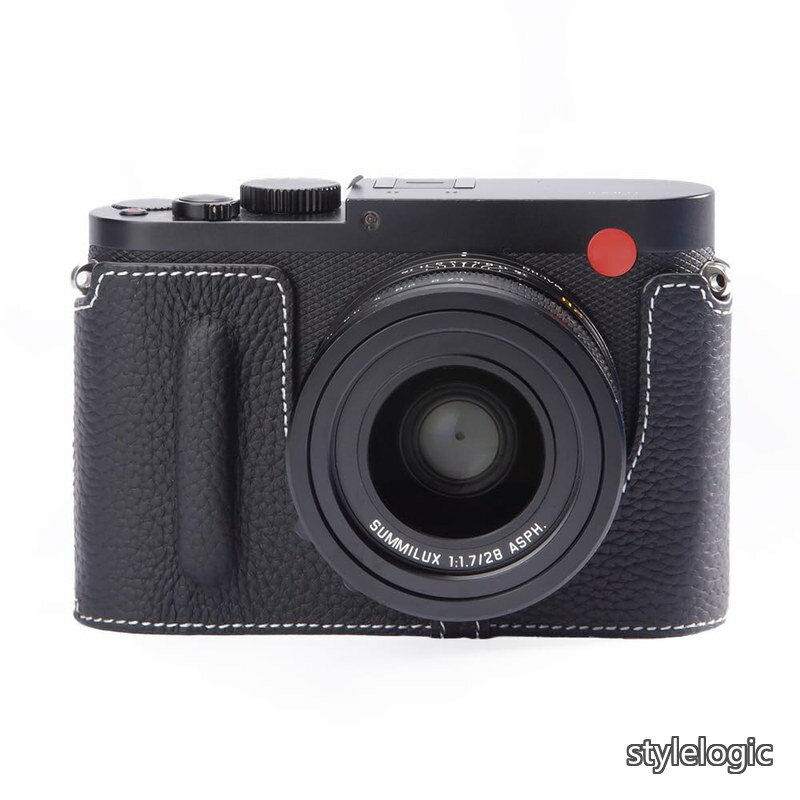 Rakuten - 【送料無料】Q専用レトロな本革（牛革）手作りのハーフケース カメラ保護カバー適用Leica q ハーフタイプ カメラプロテクトケース コンパクト設計 三脚取り付け可能キズ・摩耗防止 (黒色)