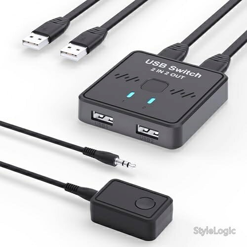 【送料無料】USB切替器 2台PC切替 2入力2出力 USB-A切替器 キーボード マウス プリンタ 共有 ドライバ不要 プラグアンドプレイ Windows Mac対応 コンパクト LEDランプ付き