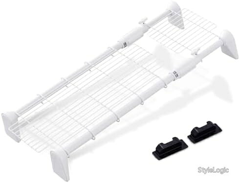 【送料無料】伸縮棚 超強力メッシュ棚 耐荷重65kg 幅55-75cm 突っ張り式 壁掛け 収納ラック 工具不要 簡単取り付け ホワイト