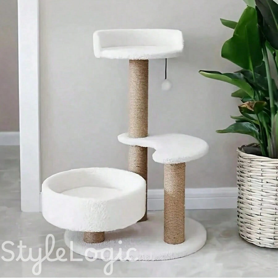 Rakuten - キャットクライミングツリー、キャットクライミングフレーム、猫の娯楽製品、耐久性があり、抜け毛がなく、ジャンププラットフォームと睡眠エリアを備えた暖かいキャットタワー、多層設計の包括的な猫製品、猫のティーザーおもちゃ付きの小さなキャットツ