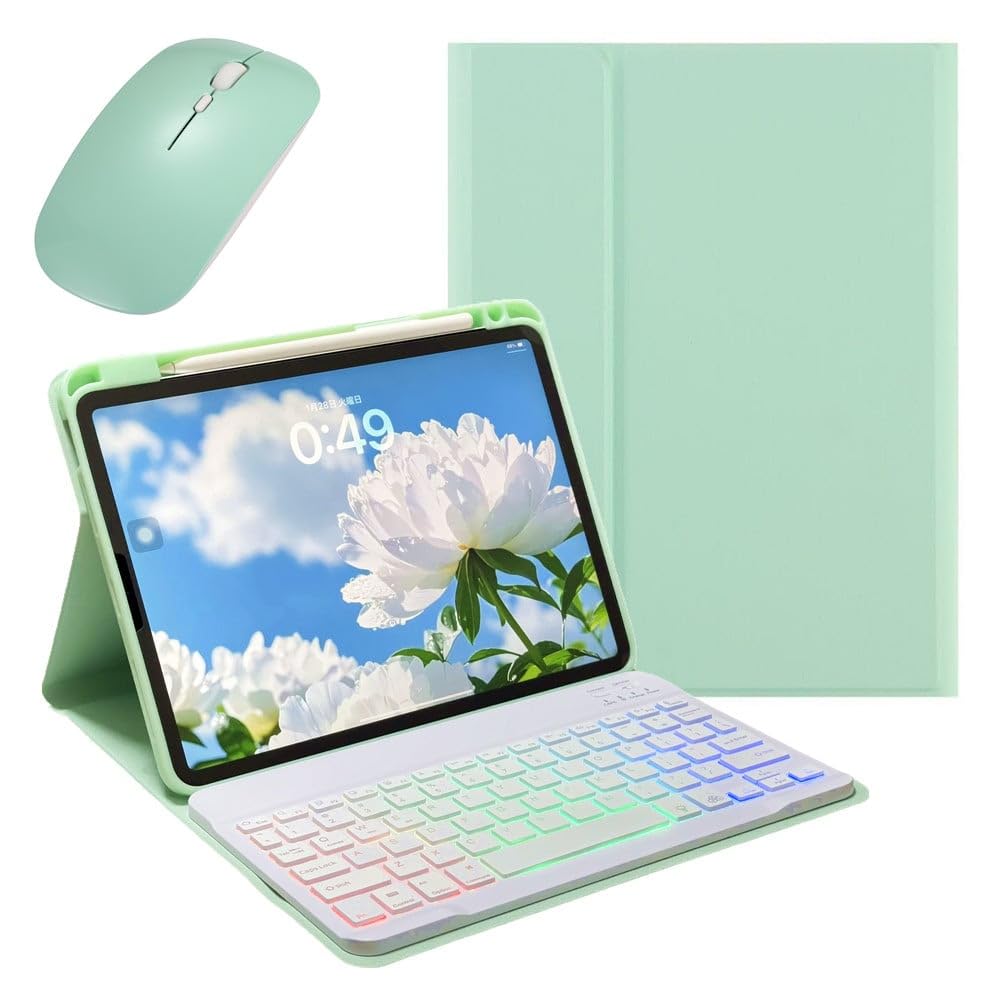 （16) バックライトキーボード iPad 第11/10世代（2025/2022モデル）キーボードケース カラフル RGBバ..