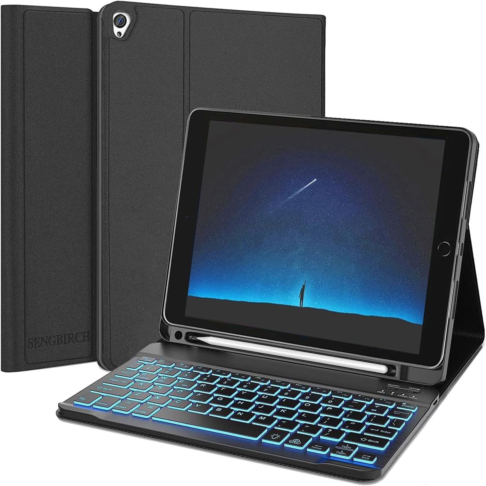 第9世代 キーボード ケース 10.2インチ 第8/7世代 カバー [2021/2020/2019] 7色 バックライト ワイヤレ..
