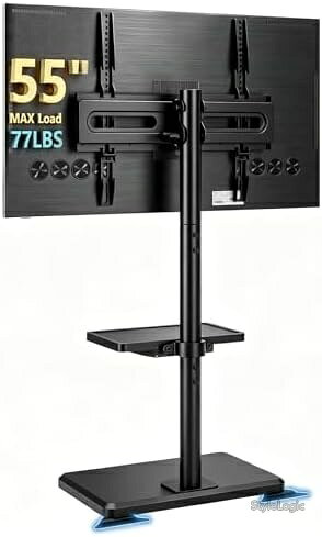 商品の特徴・【互換性】当社のテレビスタンドは、ほとんどの27インチ、32インチ、37インチ、39インチ、40インチ、42インチ、43インチ、48インチ、49インチ、50インチなど、26〜55インチ以内の超薄型平面／湾曲型テレビ、凹凸／段差／ケーブル干渉のあるディスプレイに対応しています。汎用テレビスタンドの耐荷重は最大35kgで、対応するVESA穴ピッチは横100〜400mm、縦100〜400mmです。・【傾きと高さ調整】当社の床置き型テレビスタンドは、画面の傾き角度-5°〜+10°、回転角度-30°〜+30°、フックによる3段階の高さ調整が可能で、最適な視聴角度を実現します。お座りになる位置に合わせてテレビの傾き角度や高さを調整することで、映り込みを減らし、視聴体験を向上させることができます。・【多彩な取り付け方法】スタンドは3本のポールをすべて組み合わせて使用する他に、下部ポールと上部ポールのみを使用することも可能です。ベース部は4つのラバーパッドで設置する他に、2つの三角延長プレートと2つのラバーパッドを使用して設置することもできます。壁にぴったりと寄せて配置したり、アジャスター脚を広げて設置したりすることも可能で、必要に応じて調整してください。追加の棚板には装飾品やその他の小物を置くことができます。・【安全性と省スペース】当社のテレビスタンドは合金鋼材を採用しており、お子様やペットの偶発的な衝突を効果的に防ぎます。コンパクトな設計で、テレビボードの後ろに設置できるため、スペースを節約します。製品下部のボードは、キャビネットやベッド、ソファなどの下（下部に十分なスペースがある場合）に隠して設置することも可能です。・【充実したカスタマーサービス】テレビスタンドは、製造工場、倉庫、お客様配送センターの3か所でスタッフによる厳格な検査を実施しております。問題がございましたら、どうぞお気軽にご連絡ください。迅速に問題を解決し、対応いたします。お客様都合のキャンセルはお控えください。また他モールにて併売を行っており、Amazon 社のFBA マルチチャネルサービスを一部活用しております。梱包にAmazon ロゴの記載やAmazonの配達員が商品をお届け、また置き配になる可能性がございますので予めご了承ください。