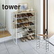 天板付きシューズラック TOWER(タワー)6段 靴箱/下駄箱/靴棚/玄関収納/シューズ台/木製天板/スリム/省スペース/扉なし/北欧風 山崎実業