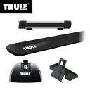 【送料無料※沖縄除く】THULE（スーリー） レガシィ・アウトバック専用ベースキャリア（フット753+ウイングバー EVO7112B+キット4052）+スキーキャリア スノーパック7324 BS9