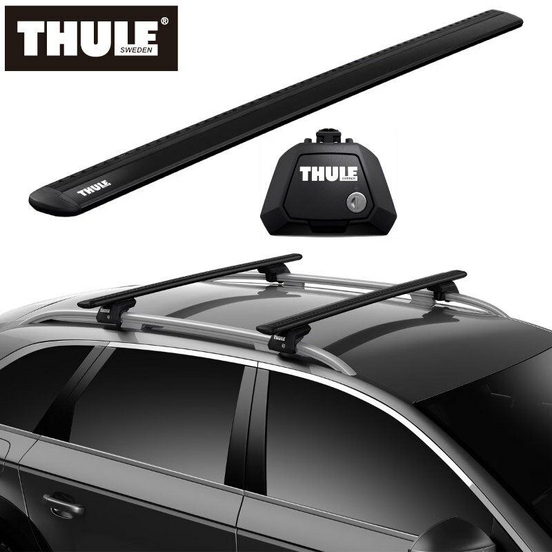 【送料無料】THULE スーリー JEEP レネゲード（ルーフレール付き 2015～） ルーフキャリア 2点セット フット710410+ウイングバーEVO7114B ベースキャリア カーキャリア