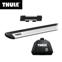 【送料無料※沖縄除く】THULE（スーリー） メルセデスベンツ Eクラス ワゴン専用ベースキャリア（フット7104+ウイングバー EVO7113）+スキーキャリア スノーパック7322 S212