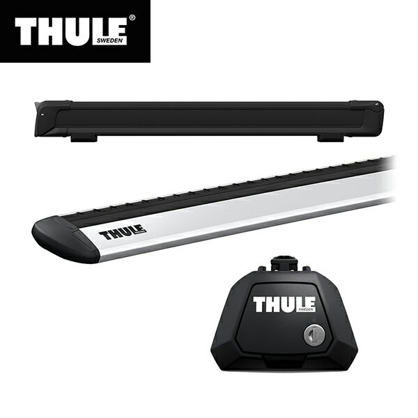 【送料無料】THULE（スーリー） エクストレイル専用ベースキャリア（フット710410 ウイングバー EVO7112） スキーキャリア スノーパック7326B ルーフレール付き H25/12～ T32