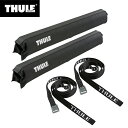 【送料無料】Thule(スーリー) サーフパッド ナローM TH843 45cm幅 (スクエアバー用) ＋ストラップ TH523 400cm 耐荷重300kg / 車外 ルーフキャリア ボード 積載 固定 運搬